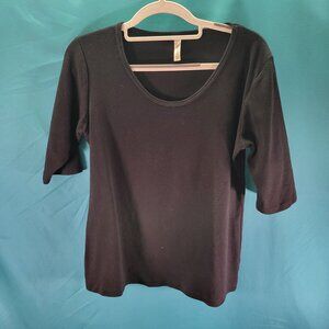 Necessitees Black 3/4 Sleeve Scoop Neck Top - Size L